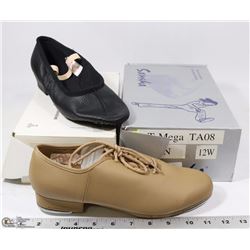 2 PAIRS OF DANCE SHOES , SIZE 12