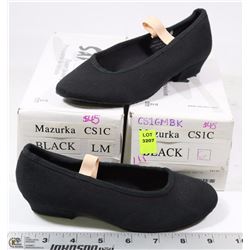 2 PAIRS OF DANCE SHOES , SIZE GM & LM