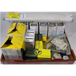 FLAT OF ASST LIGHT BULBS INCL HALOGEN,
