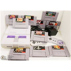 SUPER NINTENDO SYSTEM WITH ALL CABLES, TWO