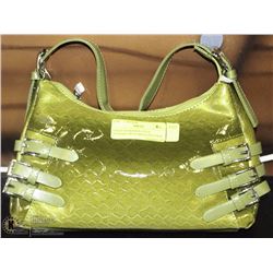 GREEN SNAKESKIN STYLE HANDBAG WITH SHOULDER STRAP