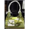 Image 1 : GREEN SNAKESKIN STYLE HANDBAG WITH STIRUP ACCENT