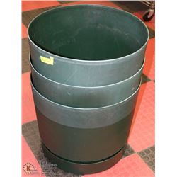 LOT OF 3 CAMEO 20" FOREST GREEN PLANTER POTS