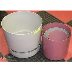 LOT OF 4 CAMEO PLANTER POTS INCL GREY 17", GREY