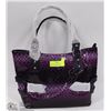 Image 1 : PURPLE SNAKESKIN STYLE HANDBAG SIDE BUCKLES