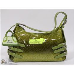 SMALL GREEN SNAKESKIN STYLE HANDBAG WITH SHOULDER