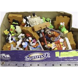 BOX W/ CARTOON CHARACTERS ROLLING TOYS