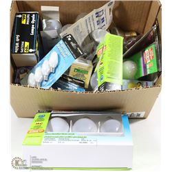 BOX FULL OF VARIOUS NEW LIGHTBULBS -