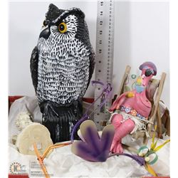 FLAT W/GARDEN DÉCOR - OWL, METAL