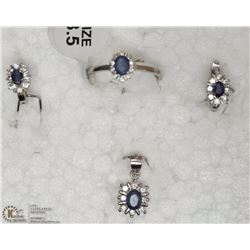 STERLING SILVER EARRINGS, RING & PENDANT SET