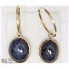 Image 2 : 14KT YELLOW GOLD SAPPHIRE HOOP EARRINGS