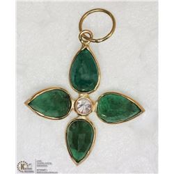 14KT YELLOW GOLD EMERALD & DIAMOND EARRINGS