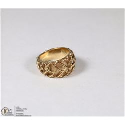 14K YELLOW GOLD CAST & HAND ASSEMBLED RING W/COA