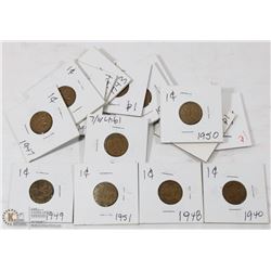 KING GEORGE VI SMALL CENT - 17 TOTAL (1937-1952)