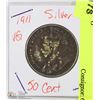 Image 1 : 1911 CANADIAN 50 CENT SILVER COIN