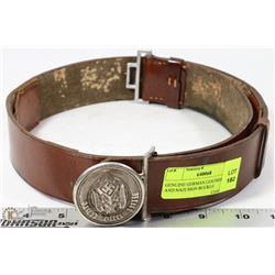 GENUINE GERMAN LEATHER  BELT AND NAZI SIGN BUCKLE