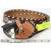 Image 1 : LEATHER WESTERN BELT W/ BUTANE GUN LIGHTER BUCKLE