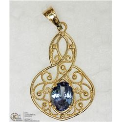 14KT YELLOW GOLD SAPPHIRE PENDANT