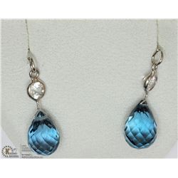 14KT WHITE GOLD TOPAZ & SAPPHIRE EARRINGS