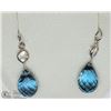Image 1 : 14KT WHITE GOLD TOPAZ & SAPPHIRE EARRINGS