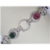 Image 1 : STERLING SILVER SAPPHIRE, EMERALD & RUBY BRACELET
