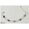 Image 2 : STERLING SILVER SAPPHIRE, EMERALD & RUBY BRACELET