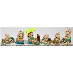 GROUP OF 6 ENGLISH RABBIT ORNAMENTS