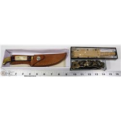 LOT OF 3 NEW KNIVES INCL DAMASCUS BLADE KNIFE,