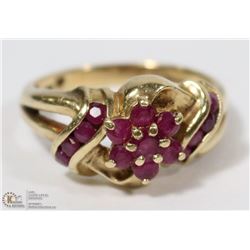 10K YELLOW GOLD AND RUBY RING SIZE 7