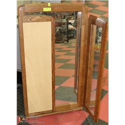 WALNUT FRAMED TRIPLE FOLDING MIRROR