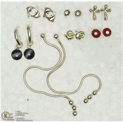 STERLING SILVER 7 PAIRS OF ASSORTED EARRINGS