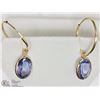 Image 1 : 14KT YELLOW GOLD TANZANITE (3.60CT)HOOP EARRINGS