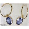 Image 2 : 14KT YELLOW GOLD TANZANITE (3.60CT)HOOP EARRINGS