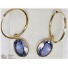 Image 3 : 14KT YELLOW GOLD TANZANITE (3.60CT)HOOP EARRINGS