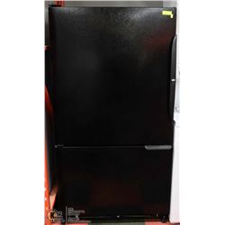 BLACK AMANA REFRIGERATOR WITH BOTTOM DOOR FREEZER