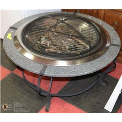 DELUXE GRANITE & STAINLESS STEEL RAISED FIREPIT