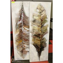 PAIR OF SHOWHOME CURVED MIXED MEDIA PICTURES