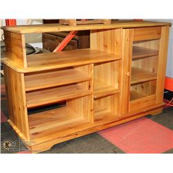 OAK TV STAND/CABINET WITH DOOR AND SHELVES