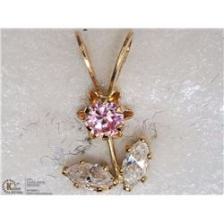 14KT YELLOW GOLD CUBIC ZIRCONIA PENDANT