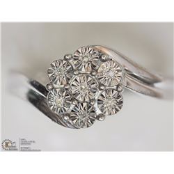 STERLING SILVER RING W/ 7 DIAMONDS
