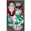 Image 1 : ESTATE PAIR OF VINTAGE LIGHT UP SANTA  AND SNOWMAN