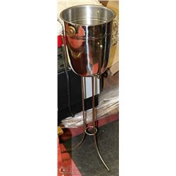 STAINLESS STEEL CHAMPAGNE BUCKET AND STAND -
