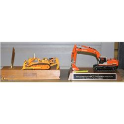 SET OF 2 HEAVY DUTY EQUIP MINIS ON WOOD BASES -