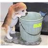 Image 1 : PUPPY & BIRD FLOWER POT - 11"H X 13"W