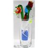 Image 1 : VASE WITH 6 DECORATIVE GLASS FLOWERS