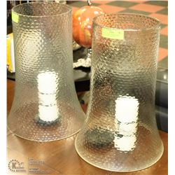 LOT OF 2 LARGE HURRICANE GLASS WITH CANDLE 17"