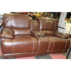 BROWN LEATHERETTE GLIDER ROCKING