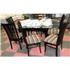 Image 1 : GLASS TOP ESPRESSO WOOD BASE DINING TABLE W/ 7
