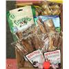 Image 1 : LARGE FLAT OF DOG TREATS INCL ROLLOVER BEEF RIBS,