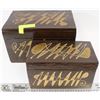 Image 1 : 2 STACKING WOOD INLAY TRINKET BOXES